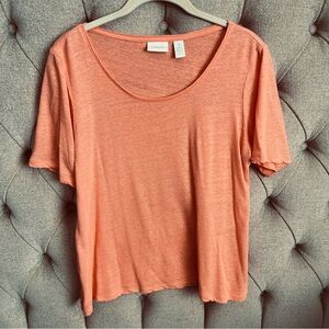 Chico's Peach Sparkly tencel linen Short Sleeve Tee size 1